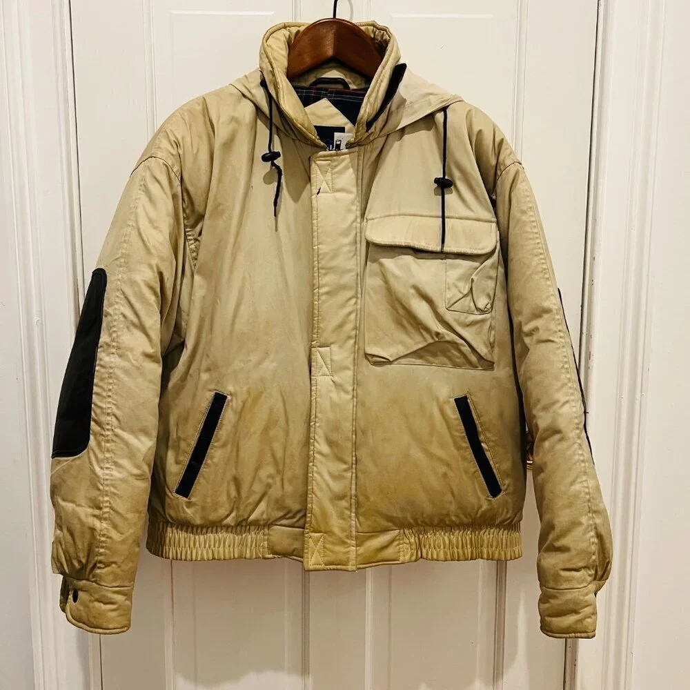 Vintage Penfield Distressed Down Puffer Jacket Coat with Leather Elbow Patches L